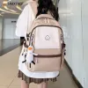 Väskor ny ryggsäck för kvinnor söt multipocket fast färg mode enkel ryggväska söt tjej skolväska dagliga shopping resor
