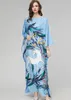 Women's Runway Dresses O Neck Batwing Sleeves Printed Loose Design Fashion High Street Holiday Long Robes