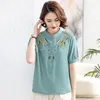 Camisetas femininas Jiumeidai-Women Bordadas florais e blusas Summer Feminino Retro Retro Short Ladies Clothes Fashion 2024