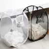 Organization Folding Dirty Laundry Sorting Basket Washing Frame Bathroom Cloth Mesh Storage Bag Frame Bucket Laundry Organizers Storage Pouch