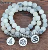 Yumfeel Natural Matte Frosted Ite Om Lotus Flower Buddha Braclet Bracelet Bangles Stone Jewelry6797749