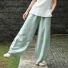 Women's Pants Capris Summer Women Cotton Linen Pants Solid Elastic Waist Pants Loose Casual Retro Lady Trousers Harajuku Style Women linen Clothing Y240422