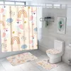 Shower Curtains Cute Cartoon Animals Waterproof Curtain 3D Print Bath Mat Set Toilet Rugs Carpets Mildewproof Elephant