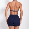 Ensembles actifs yoga d'été ensembles femmes sexy licou sport sport soutien-gorge hauts shorts en ruisseaux de tracksuit de fitness