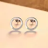 Round Stud -oorbellen S925 Silver Micro Set Zirkon Brand Earrings European and American Hot Fashion Simple Earrings Dames oorbellen sieraden Valentijnsdag Gift SPC