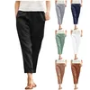 Pantalon féminin capris printemps été nouveau pantalon décontracté féminin confortable coton lin pantalon de couleur massif vintage pantalon lâche droit y240422