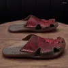 Pantofole scarpe da uomo di alta qualità sandali in pelle autentica in pelle slip-on beach maschio morbido resistente alle dimensioni 48