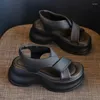 Sandálias Fujin 6cm Microfibra sintética Summer mulheres elásticas de moda confortável Senhoras Peep Toe Slipper Platform Wedge Mujer Shoes