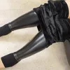 Calça feminina PU lã de couro forrada perneiras mulheres altas cintura calça elástica