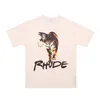 디자이너 남성 Rhude T 셔츠 짧은 소매 Tshirts 인쇄 반바지 여름 패션 티 아시아 크기 S-XL