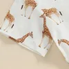 Kleidungssets TREGREN TODDDLER BAMEN Jungen Gentleman Outfit Cartoon Giraffe Print Kurzärärmische Knopf Hemd Tops und Shorts Set für formelle Verschleiß