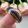 Rings 8mm Tungsten Carbide Engagement Rings for Men Women Wedding Band Fashion Jewelry Blue Opal Whisky Barrel Inlay Domed Comfort Fit