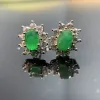 Ohrringe Natural Emerald Stud Ohrringe 4x6mm 100%S925 Silberschmuck Hochzeitsfeier Gedenkgeburtstagsgeschenk