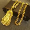 Pendanthalsband 24 K Gold Necklace Men Dragon Guan Gong Pendant 9999 Real Gold Necklace 240419