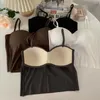 Women's Tanks Small Camisole Summer Ice Silk Fixed Cup Strapless Solid Color Beautiful Back Slim-fit Slimming Inner Top