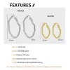 Earrings F.I.N.S Korean Texture Geometric Irregular Circle S925 Sterling Silver Hoop Earrings Two Sizes Piercing Ear Buckles Fine Jewelry