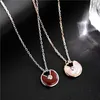 High Quality Luxury Necklace Nine Pure Silver Talisman for Women Plated with 18k Rose Gold White Fritillaria Red Jade Marrow Clavicle Chain Pendant