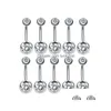 Кнопка пупок Bell Rings 20peeces 14G 316lstainless Steel Количество цветов изогнутый живот для женщин военно -морской винт -шпиль