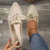 Casual schoenen vlinderdas dames loafers ballet flats puntige teen op blote voeten slip-on sandalen lage hiel vrouw