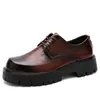 Casual Buty Black Business Lace Up Men Oxford Comfort Platform Wysokość Wysoki Modka Modna Gęsta Środka skóra