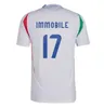 24 25 Italys soccer jerseys Italian jersey SCAMACCA IMMOBILE CHIESA football shirts RASPADORI JORGINHO BARELLA BASTONI Maglia italiana national team kids kit 88