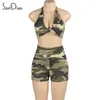 Suisses de survêtement pour femmes Soefdioo Camouflage Set Set Crop Tanks et Shorts Costumes 2024 Été Actif Two Piece Set Sets Pentes