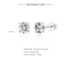 Earrings CANNER 0.51.2 Carat D Color Moissanite Ear Stud Earrings For Women 925 Sterling Silver Sparkling Piercing Earring Fine Jewelry