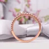 Anneaux de mariage 0,18ctw D Couleur Princesse Brilliant Cut Moissanite Engagement Band Half Eternity Band Real Solid 14K Rose Gold 240419