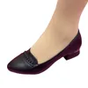 Dress Shoes Females PU Leather Low Heels Lady Non-Slip Chunky Heel For Family Friends Neighbors Gift
