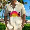 Męskie koszule 2024 Summer Kokosowy nadruk dłoni z krótkim rękawem guziki luźne topy dopasuj hawajskie ubrania