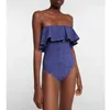 Frauen Badebekleidung 2024 2 Stück Set Biquinis Frauen Jean Beachwear trägerloser One Badeanzug Bohemian Kleid Bodysuit Bikini Sets