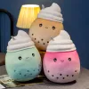 Dockor Real Life Bubble Tea Plush Toy fylld mat mjölk te mjuk docka glass boba frukt te kopp kudde barn leksaker födelsedagspresent