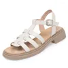 Scarpe casual sandali donne vera pelle estate 2024 in stile francese piane pianeggianti vintage openwork lussuoso lusso romano