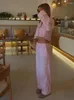 Женские брюки с двумя частями моды розовые пэчворки длинные брюки для женщин повседневная рубашка для лацка