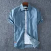 Men's Casual Shirts Blue Denim Short Sleeve Jean Summer High Quality Men Cotton Light Plus Size L-8XL