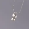 Colliers Balmora Real 925 argent sterling mignon Catbell Retro Pendants pour colliers femmes hommes couples Kids Gift Simple Fashion Bijoux