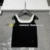 Letter Hot Drill Knit Vest Stylish Black White Contrasting Knitted Vest Sexy Camisole Designer Tank Tops Women Knits Tee