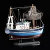 Handmade Wood Fishing Boat Model Nautical Wooden Trawler Ship Miniature Craft Ornament Furnishing Home Decoration Souvenir Gift 240408