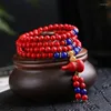 Strand 108 Red Cinnabar Braccialetti coppia Transit Buddha perle maschio e femmina Anno primordiale in stile cinese