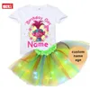 Kläder sätter flickor födelsedag kläder fest t shirt tutu set led lätt klänning barn passar baby outfit kläder kjol 7 år