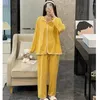 Kobietowa odzież sutowa Hojumbo piżama do noszenia wiosna i jesienna piżama czysta bawełna 2024 Żółta piżama garnitur