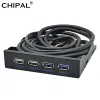 Hubs Chipal PC Desktop 3,5 pouces Floppy Bay 4 ports USB 2.0 USB 3.0 Panneau avant Hub USB3.0 Adaptateur de support de combo interne Splitter Splitter