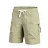 Herren -Shorts Männer trendy solide Reißverschlusspocket Sport laufen schnelle trockene kurze Hosen 2024 Sommer Casual Drawess Lose Beach Ropa Hombre