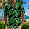 メンズカジュアルシャツ2024ハワイアンココナッツトロピカルフルーツプリント半袖シャツボタンルーズトップフィットの海辺のホリデー服