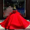 Abito da ballo principessa lucido rosso vestiti da quinceanera da perle di spalla corsetto cristallino dolce abito da concorso abito da percorso vestido de 15 anos