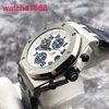 Mens Ap Wrist Watch Royal Oak Offshore Series 26170st White Face Blue Time Ring Mens Watch 42mm Automatisk mekanisk form Tabell Tidsstycke