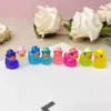 Party Supplies 50/100st Luminous Mini Ducks Miniature Duck med hattar Fluorescens Diy Fairy Garden Decoration Söta djur Mikrolandskap