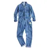 Jeans overalls mannen denim jumpsuits lange mouwen raapje multi pocket katoen losse straat cowboybroek blauwe zwarte broek 240409