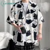 Summer Hawaiian Shirts For Men Hip Hop Mens Japonais Geisha Funny Imprimé blanc rose coréen Casual Holiday Tops Shirt 240409