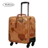 Resväskor Beasumore Fashion Map Pu Leather Rolling Bagage Spinner 24 tum Retro Wheel Super Cases 16/20 tum Men Cabin Password Trolley